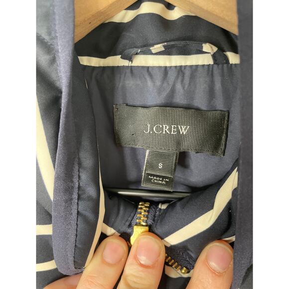 J. Crew Puffer Vest Size Small Navy Blue Stripe Quilted Down - Picture 8 of 10